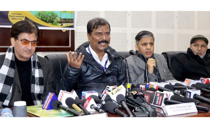 VC CUK Ravindra Nath during a press conference. —Excelsior/Shakeel