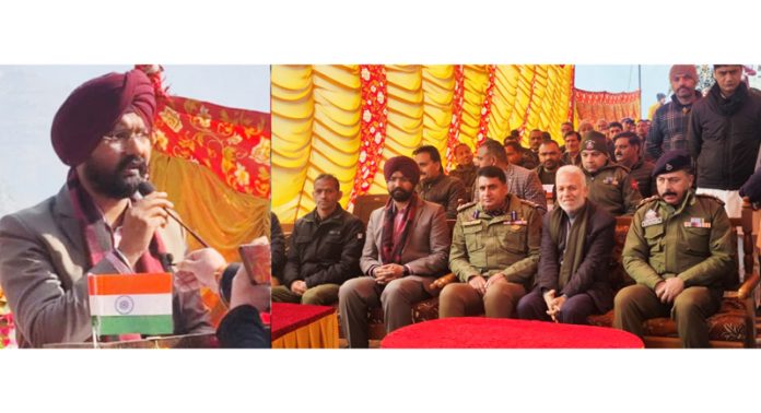 DC Doda Harvinder Singh addressing a gathering during tribute paying ceremony. DC Doda Harvinder Singh addressing a gathering during tribute paying ceremony.
