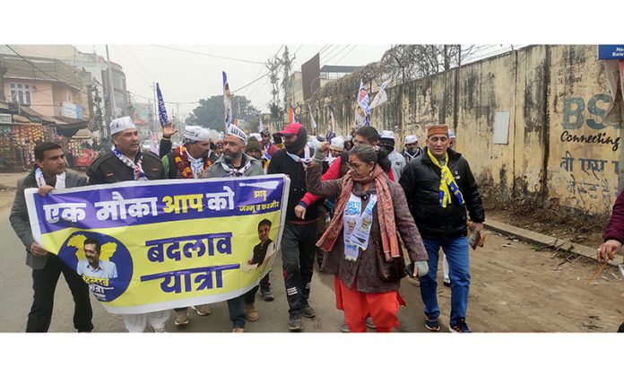 AAP workers taking out ‘Badlav Yatra’.