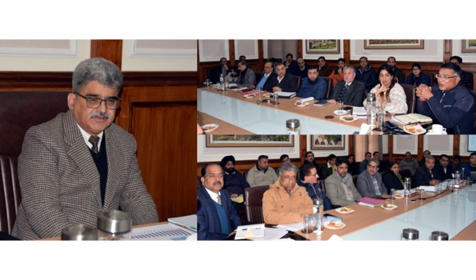 Chief Secretary Atal Dulloo chairing a meeting on Monday.