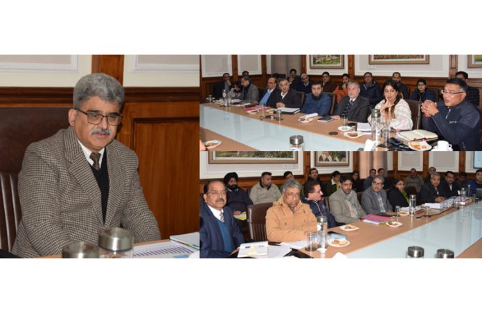 Chief Secretary Atal Dulloo chairing a meeting on Monday.