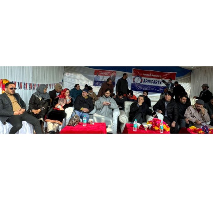 Senior Apni Party leaders during party convention in Srinagar on Sunday.
