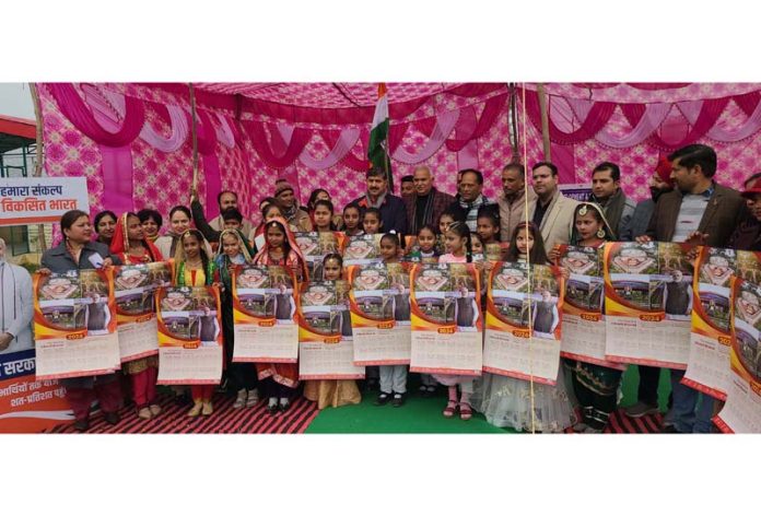 MP Jugal Kishore Sharma during a function at village Gazipur Kullian on Monday.