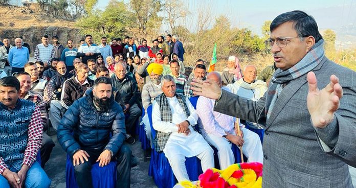 BJP general secretary, Vibodh Gupta addressing a meeting at Rajouri on Sunday.