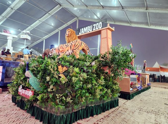 A tableau of J&K at Bharat Parv 2024.