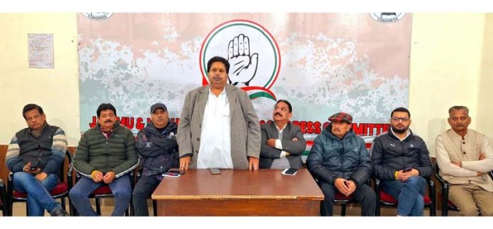 JKPCC working president Raman Bhalla addressing a party meeting in Jammu on Wednesday. JKPCC working president Raman Bhalla addressing a party meeting in Jammu on Wednesday.