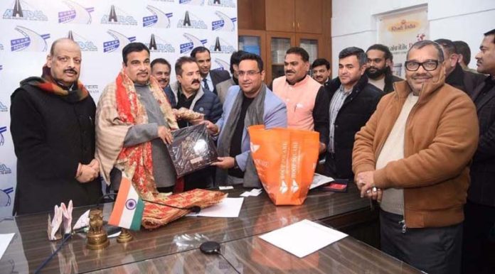 BJP leaders from J&K meeting with Union Minister Nitin Gadkari at New Delhi.