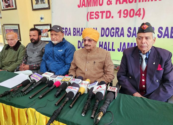 G S Charak addressing a press conference on Thursday. -Excelsior/Rakesh