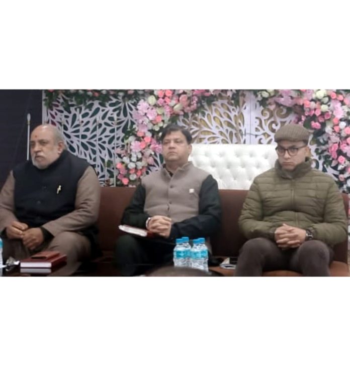 Saksham dignitaries during their monthly meeting in Bari Brahamna on Sunday. Saksham dignitaries during their monthly meeting in Bari Brahamna on Sunday.