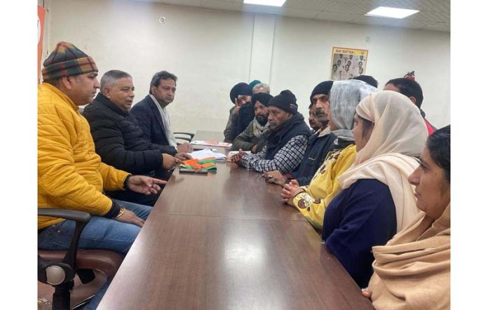 BJP leaders listening public grievances at Jammu on Wednesday.