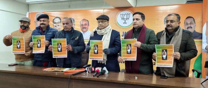 BJP leaders releasing party calendar for 2024 at Jammu on Friday.
