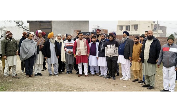 Former councillor and senior BJP leader, Sanjay Kumar Baru during visit to Revenue Complex area in Gole Gujral on Sunday.
