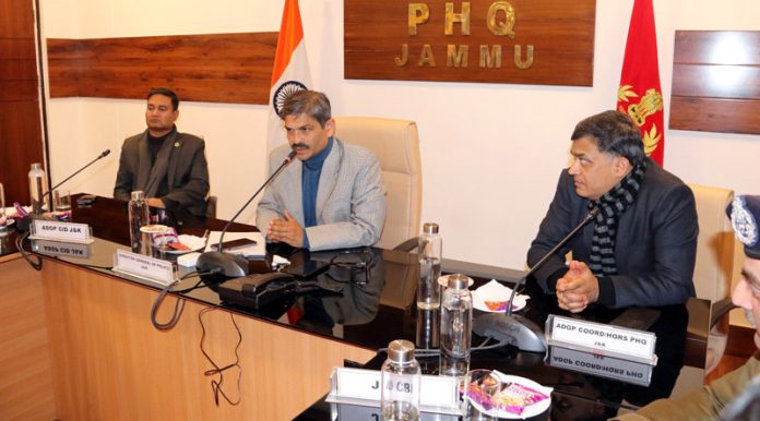 DGP Jammu and Kashmir, RR Swain, chairing a high-level meeting in Jammu on Wednesday. DGP Jammu and Kashmir, RR Swain, chairing a high-level meeting in Jammu on Wednesday.