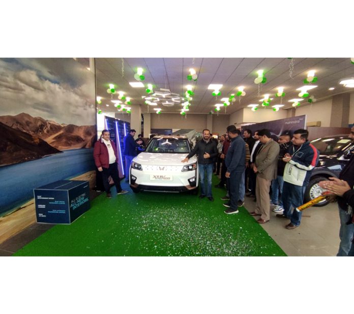 Mohinder Gupta, Chairman, Astro India Automobile launching All-Electric XUV400 Pro Range in Jammu on Friday.