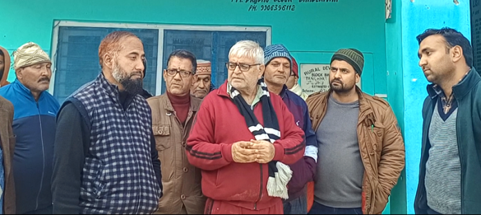 ADC Bhaderwah, Dilmir Choudhary along with others after inaugurating CCTV Control Room at Panchayat Ghar Dradhu on Wednesday. -Excelsior/Tilak Raj