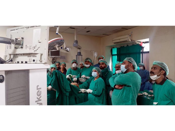 Team of doctors of GMC Rajouri during surgery on Tuesday.