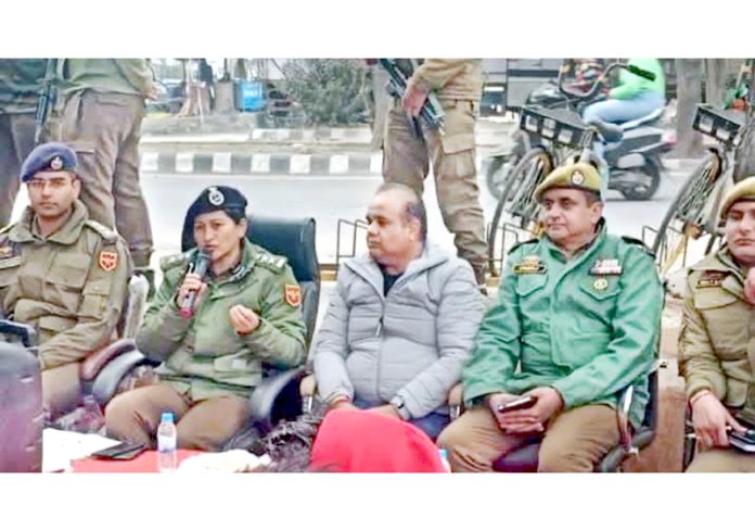 SP South Shaheen Wahid addressing traders on Tuesday.