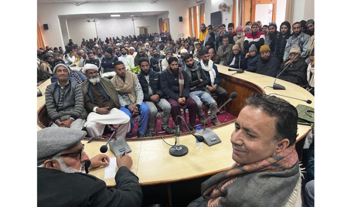Apni Party leader Ch. Zulfkar addressing workers' meeting in Rajouri on Monday. Apni Party leader Ch. Zulfkar addressing workers' meeting in Rajouri on Monday.