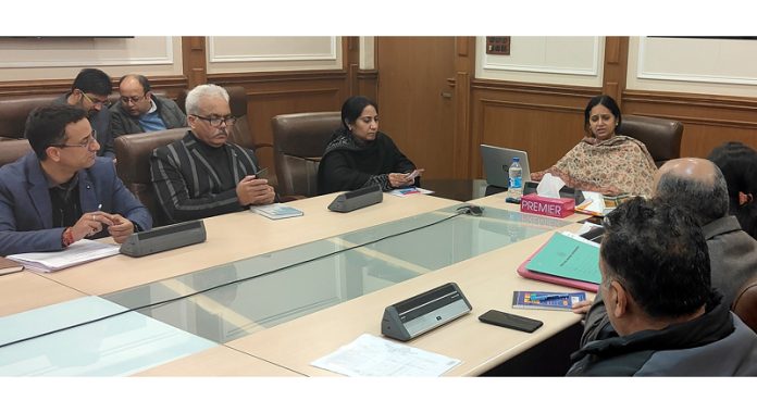 Commissioner Secretary H&UDD Mandeep Kour chairing a meeting on Tuesday. Commissioner Secretary H&UDD Mandeep Kour chairing a meeting on Tuesday.