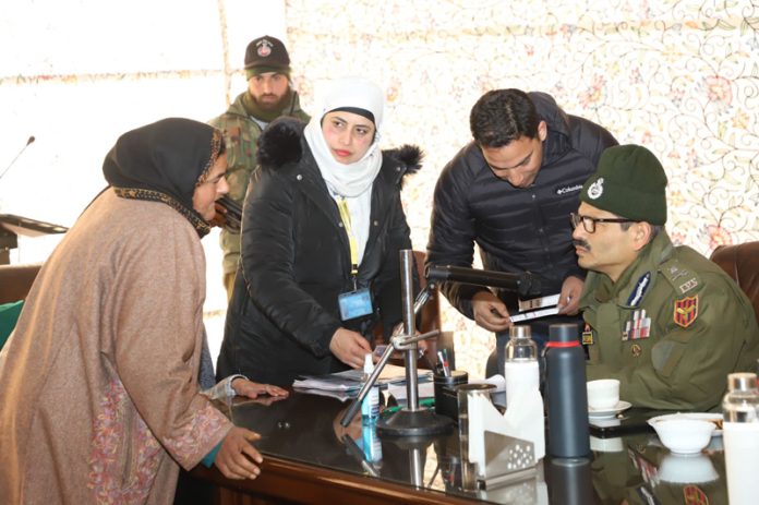 DGP RR Swain during public grievance redressal programme in Kupwara on Monday. DGP RR Swain during public grievance redressal programme in Kupwara on Monday.