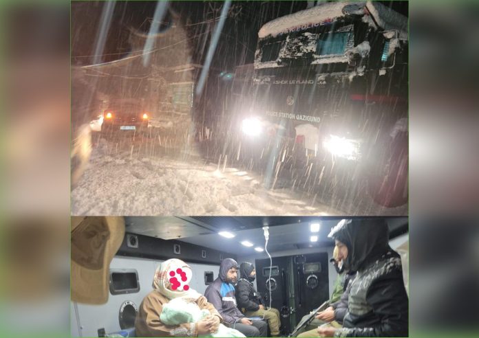 J&K Police Evacuates Critically-Ill Child Amid Heavy Snow In Kulgam
