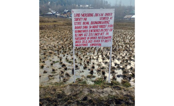 Land belonging to a militant attached in Ganderbal. -Excelsior/Firdous