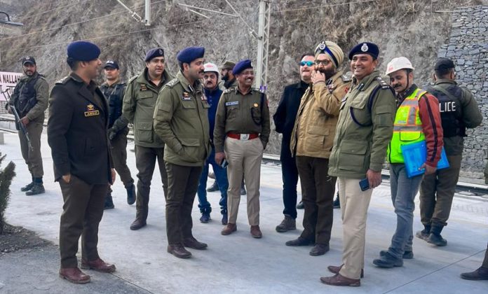 Page11-6 DIG Shridhar Patil along with other senior police officers reviewing security for upcoming Railway Project in Ramban on Friday.