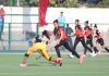 Hockey players in action during the final match of Women category on Wednesday.