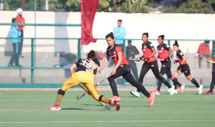 Hockey players in action during the final match of Women category on Wednesday. Hockey players in action during the final match of Women category on Wednesday.
