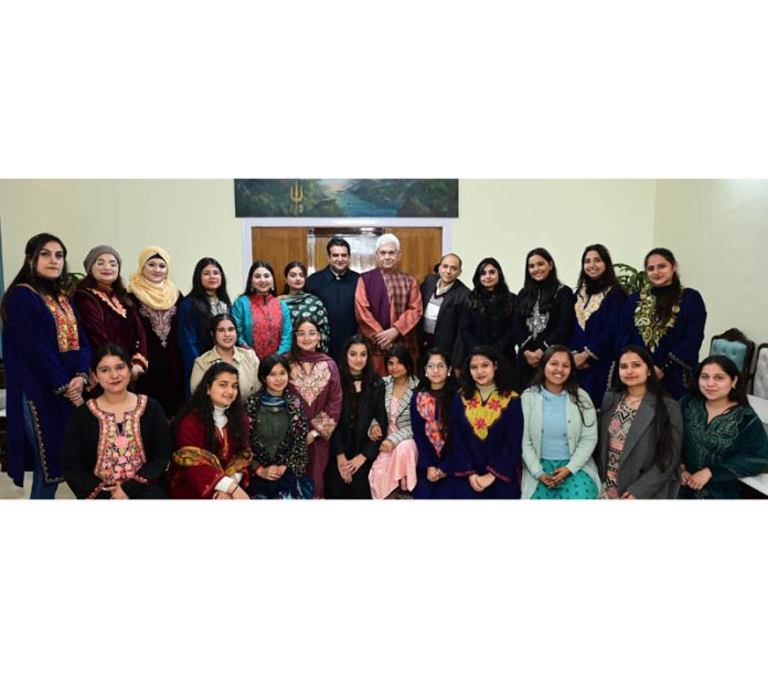 LG interacting with the artists from Jammu Kashmir, who participated in Vande Bharatam Dance Festival at Republic Day Parade.