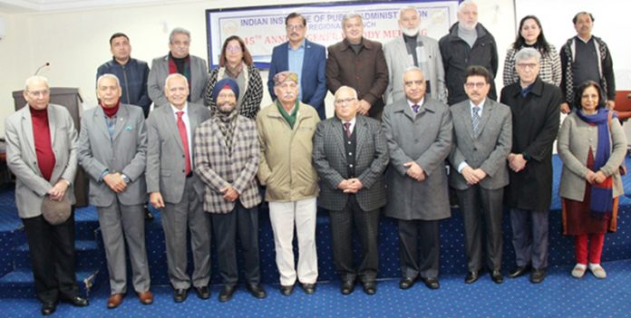 BR Sharma along with the newly elected team of IIPA J&K Branch in Jammu on Monday. BR Sharma along with the newly elected team of IIPA J&K Branch in Jammu on Monday.