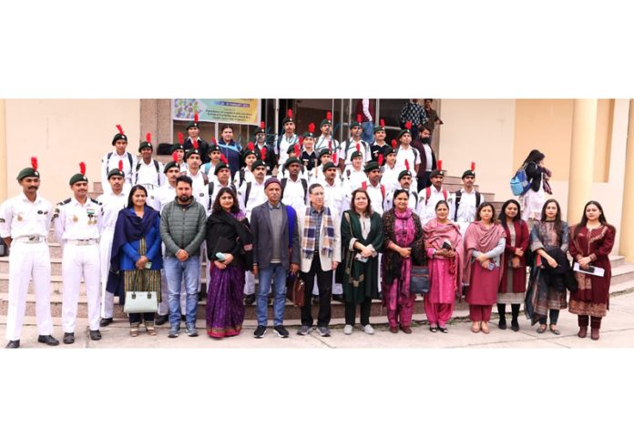 Participants of a workshop along with others posing for a group photograph at MAM College on Monday.