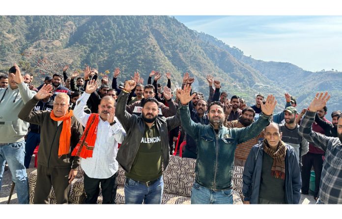 People protesting against proposed ropeway project. -Excelsior/Romesh Mengi