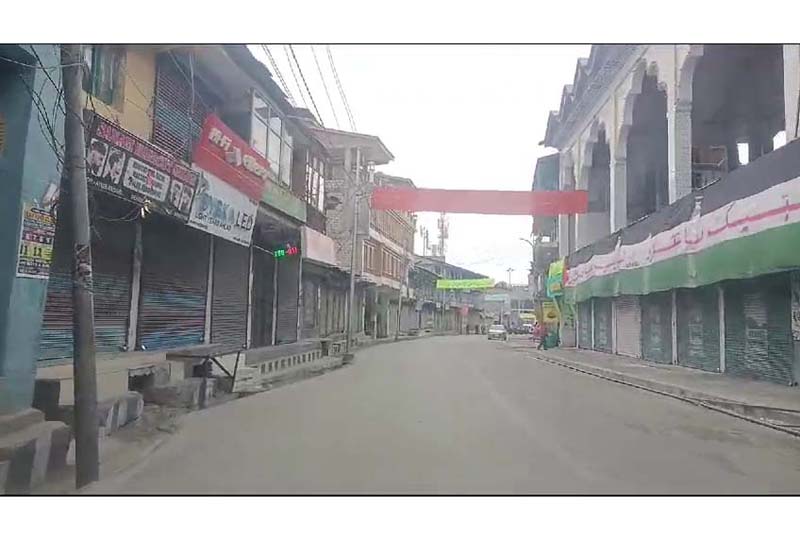 A view of complete bandh in Kargil on Saturday.-Excelsior/Basharat Ladakhi