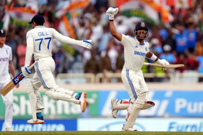 Dhruv Jurel and Shubman Gill celebrating victory after defeating England in 4th test match at Ranchi on Monday.