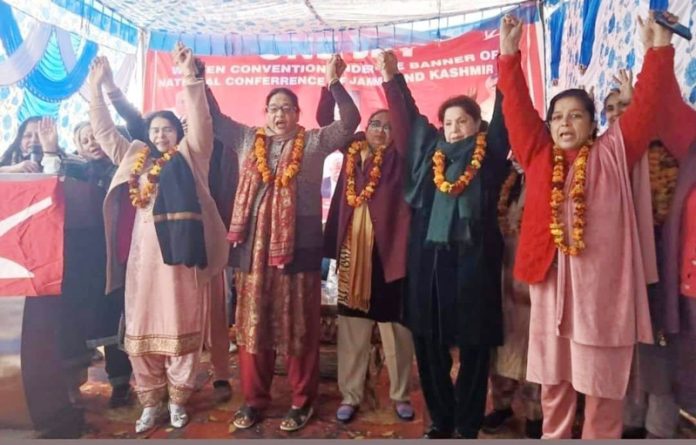 NC's Women Wing leaders during party convention at Kathua.