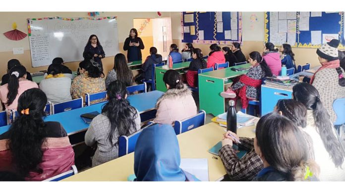Resource persons holding Capacity Building Workshop at The Shri Ram Universal School on Saturday.