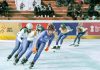 Speed skater Varsha Puranik of Karnataka leads pack in 300m short track final at NDS Stadium in Leh.