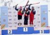 Winners in skiing posing during the 3rd day of Khelo India Winter Games at Gulmarg. -Excelsior/Aabid Nabi