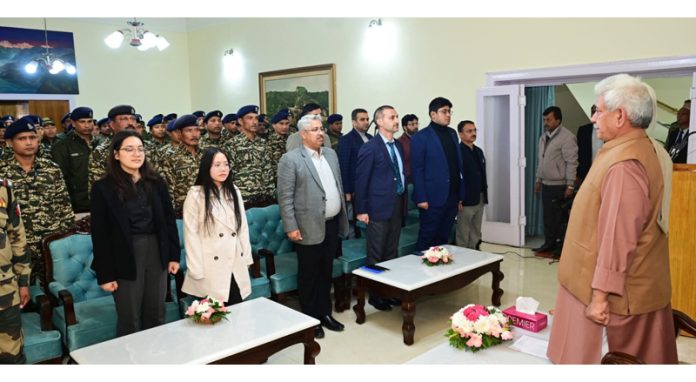 LG Manoj Sinha during the celebration of Arunachal Pradesh and Mizoram Statehood Day.