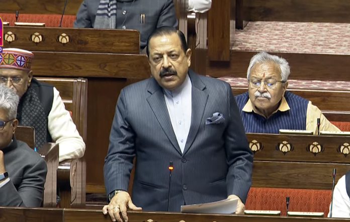 Union Minister Dr Jitendra Singh speaking in the Rajya Sabha on Thursday.