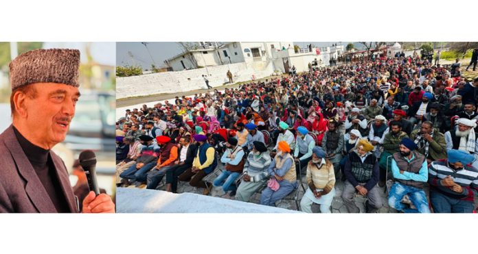 DPAP chairman Ghulam Nabi Azad addressing party convention in Sunderbani on Friday. DPAP chairman Ghulam Nabi Azad addressing party convention in Sunderbani on Friday.