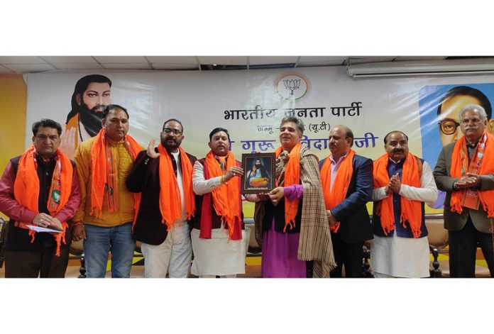 BJP leaders during a function in connection with celebration of Parkash Utsav.