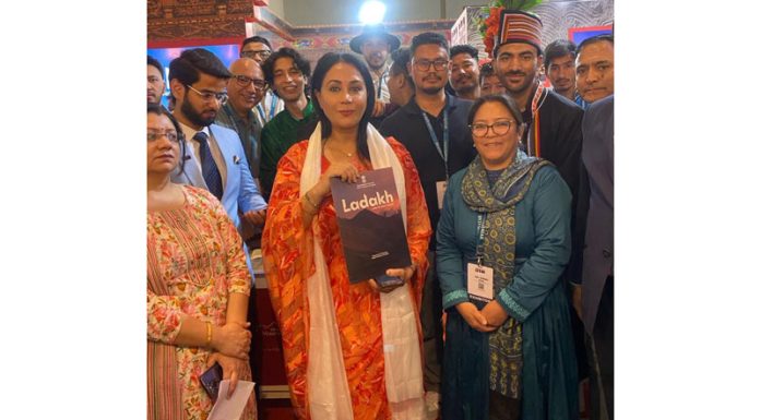 Diya Kumari, Deputy Chief Minister & Tourism Minister of Rajasthan during visit at Ladakh Tourism Pavilion on Tuesday.