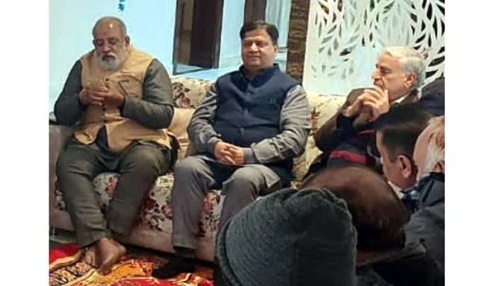 Advocate Pawan Dev Singh, President, SJK along with others during a meeting held in Jammu on Sunday. Advocate Pawan Dev Singh, President, SJK along with others during a meeting held in Jammu on Sunday.