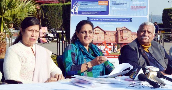 Dr Jyotsna Singh, Director of Amar Mahal Museum and Library addressing a press conference in Jammu on Wednesday. Dr Jyotsna Singh, Director of Amar Mahal Museum and Library addressing a press conference in Jammu on Wednesday.