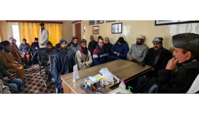 DPAP chairman GN Azad listening to the public deputations at Srinagar on Thursday.
