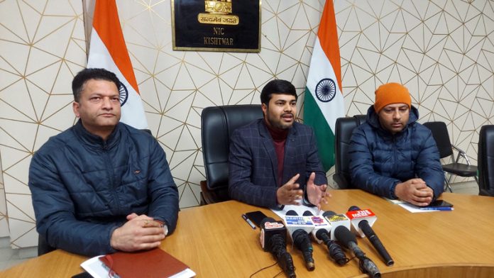 Deputy Commissioner Kishtwar during a press conference on Thursday.