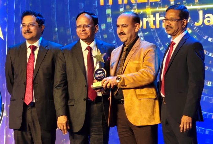 Ved Sharma, proprietor of Three Star Electronics receives ‘Best Distributor Award’ during Blue Star Product launch function at New Delhi. Ved Sharma, proprietor of Three Star Electronics receives ‘Best Distributor Award’ during Blue Star Product launch function at New Delhi.
