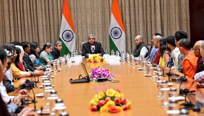Vice-President and Chairman Rajya Sabha, Jagdeep Dhankhar interacted with students of Nalanda University, in Parliament House.